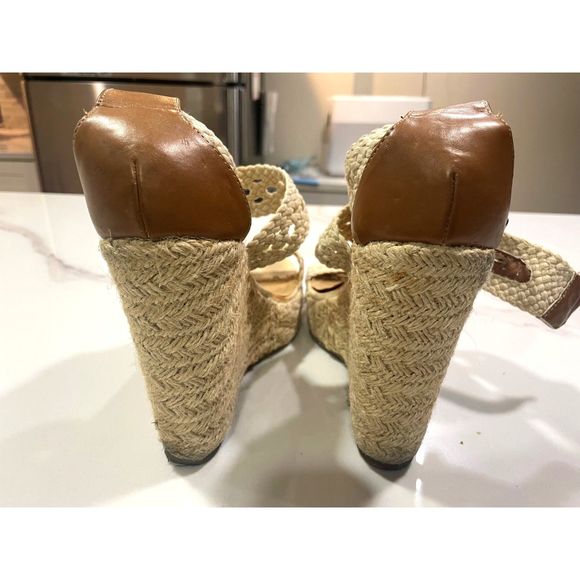 Steve Madden Magestee Wedges Womens 7 Woven Espadrilles Sandals Cream - Picture 5 of 5